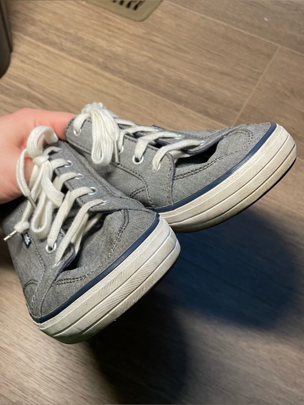 Keds Womens Size 9.5 Center III Chambray Lace Up Sneakers Light Blue Canvas Shoe - Picture 7 of 9